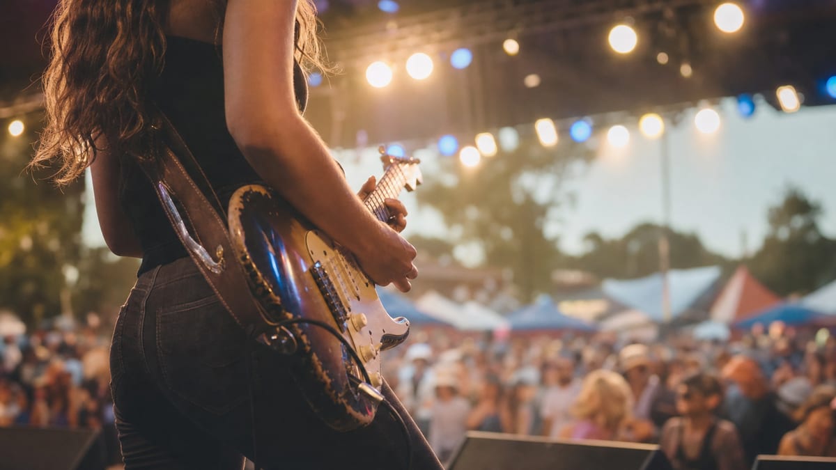 Editorial archive image illustrating Ally Venable and the New Wave of Female Blues Guitarists.